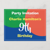 Einladung zum 9. Geburtstag Postkarte (Vorderseite)