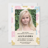 Einladung zum 9. Geburtstag Retro Groovy Blume Nie (Vorderseite)