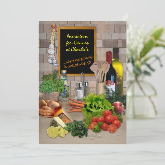 Einladung zum Abendessen (anpassbar) (Stehend Vorderseite)