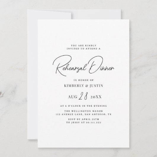 Einladung zum Abendessen mit schwarzer Schrift (Vorderseite)