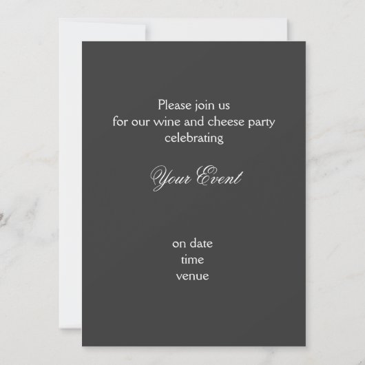 Einladung zum Abendessen mit Wein und Käse (Rückseite)