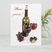 Einladung zum Abendessen mit Wein und Käse (Stehend Vorderseite)