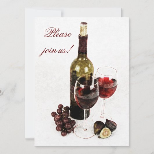 Einladung zum Abendessen mit Wein und Käse (Vorderseite)