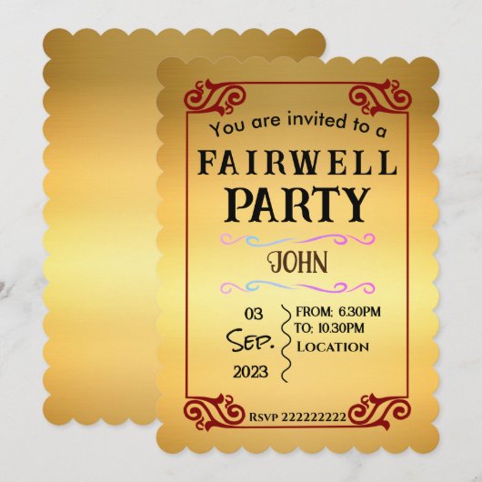 Einladung zum Abschied (Vorne/Hinten)