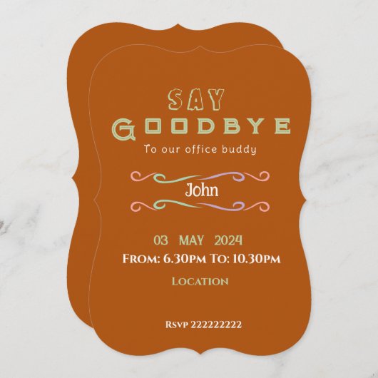 Einladung zum Abschied (Vorne/Hinten)