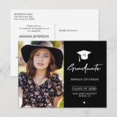 Einladung zum Abschluss eines eleganten Graduierte Postkarte (Vorne/Hinten)
