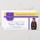 Einladung zum Abschluss lila und Gold Foto (Vorne/Hinten)