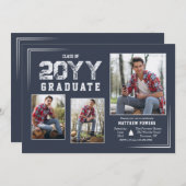 Einladung zum Abschluss Silver and Blue Foto (Vorne/Hinten)