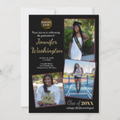 Einladung zum Abschluss von schwarzem Foto (Vorderseite)