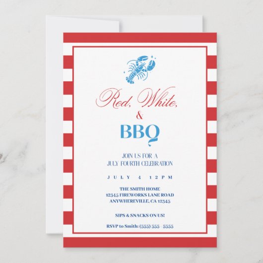 Einladung zum amerikanische Unabhängigkeitstag Una (Vorderseite)