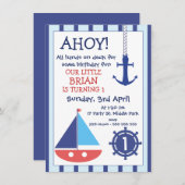 Einladung zum Anker- und Segelboot zum Geburtstag (Vorne/Hinten)
