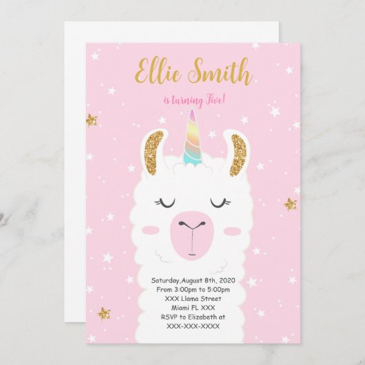 Einladung zum Aquarelllama (Vorne/Hinten)