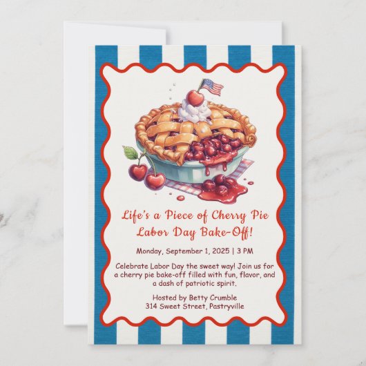 Einladung zum Arbeitstag Cherry Pie Bake-Off (Vorderseite)