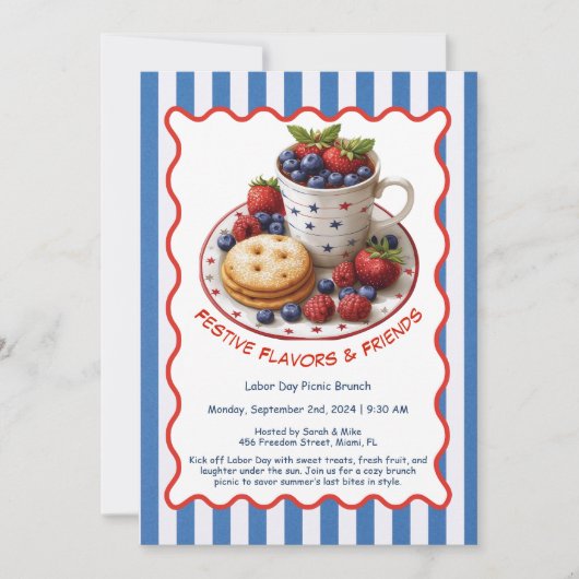 Einladung zum Arbeitstag - Gebäck und Obst (Vorderseite)