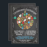 Einladung zum Austausch von Tafeln<br><div class="desc">Chalkboard Ornament Austausch Einladung Supe niedlich und Spaß mit einem Zierball aus Weihnachtsbildern und Kreide Typografie alles auf einem Chalkboard Hintergrund. Handgezeichnete Illustration von McBooboos. Kann für einen Cookie-Austausch oder -Swap verwendet werden.</div>