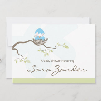 Einladung zum Baby-Duschbad - Blue Baby Bird