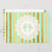 Einladung zum Baby-Duschbad mit grünen und goldges (Vorne/Hinten)