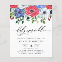 Einladung zum Baby-Duschbad Rot, Weiß und Blau Ane