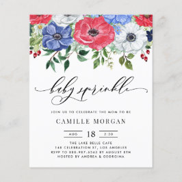 Einladung zum Baby-Duschbad Rot, Weiß und Blau Ane