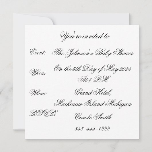 Einladung zum Baby-Duschbad - Tierwerbung - Bow (Rückseite)