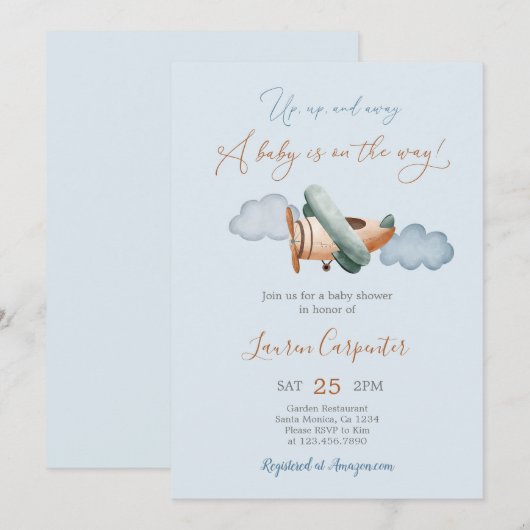 Einladung zum Baby-Duschboot (Vorne/Hinten)