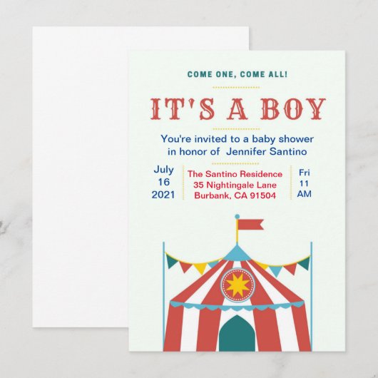 Einladung zum Baby Dusche (Vorne/Hinten)