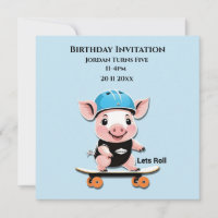 Einladung zum Baby Pig Skateboarding,