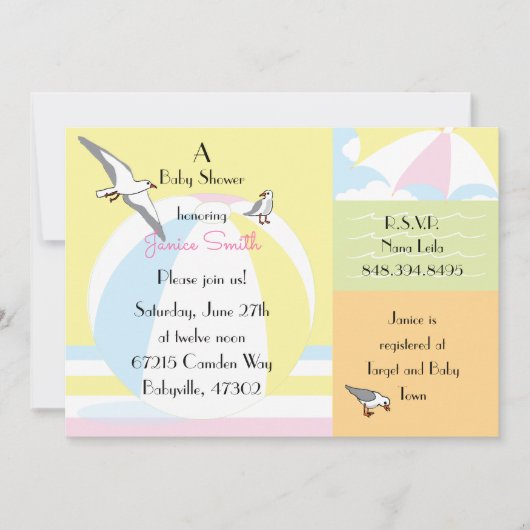 Einladung zum Baby Shower Beach Ball (Vorderseite)