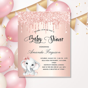 Einladung zum Baby-Shower-Girly-Elefanten-Rosé-Eta Flyer