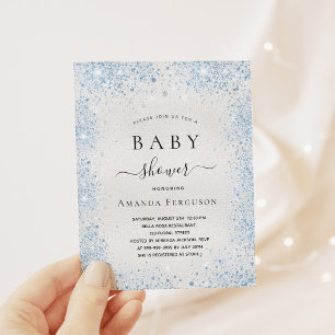 Einladung zum Baby-Shower in Silber-Blau für einen Flyer