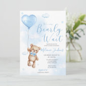 Einladung zum Baby Wait Boy Baby Shower (Stehend Vorderseite)