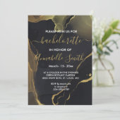 Einladung zum Bachelor-Bachelor aus schwarzem und  (Stehend Vorderseite)