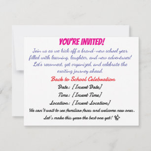 Einladung zum Back-to-School-Bash