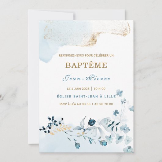 Einladung zum baptême pour un garçon (Vorderseite)