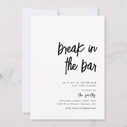 Einladung zum Bar Housewarming (Vorderseite)