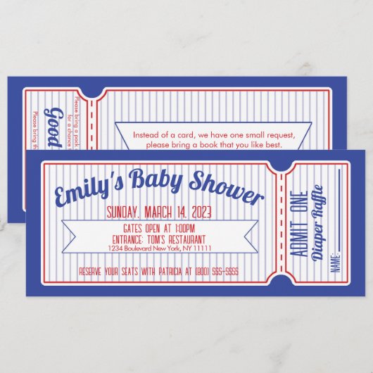 Einladung zum Baseball-Ticket (Vorne/Hinten)