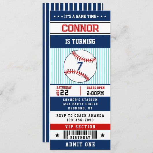 Einladung zum Baseball-Ticket (Vorne/Hinten)