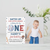 Einladung zum Baseball zum 1. Geburtstag (Stehend Vorderseite)