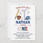 Einladung zum Baseball zum 1. Geburtstag (Vorderseite)