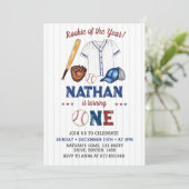 Einladung zum Baseball zum 1. Geburtstag (Stehend Vorderseite)