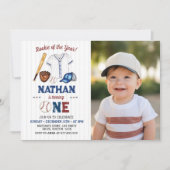 Einladung zum Baseball zum 1. Geburtstag (Vorderseite)