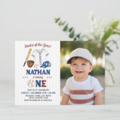 Einladung zum Baseball zum 1. Geburtstag (Stehend Vorderseite)