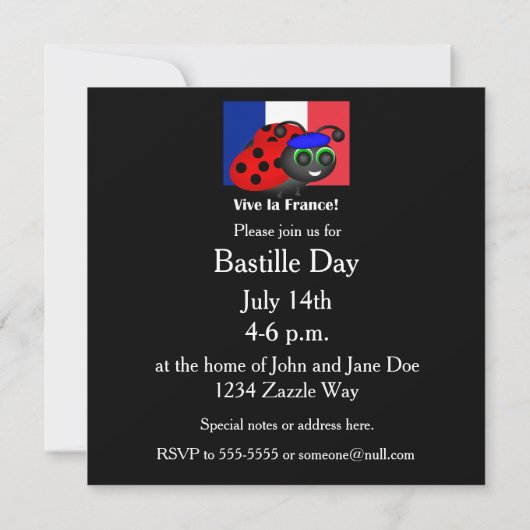Einladung zum Bastille Day Ladybug (Rückseite)