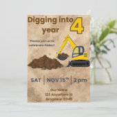 Einladung zum Bau-Bagger (Stehend Vorderseite)