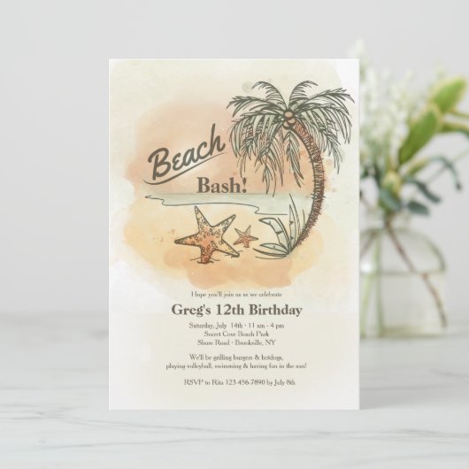 Einladung zum Beach Bash (Stehend Vorderseite)