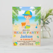 Einladung zum Beach Geburtstag Beach Einladung zum (Stehend Vorderseite)