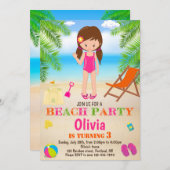 Einladung zum Beach Geburtstag Sommerstrand (Vorne/Hinten)