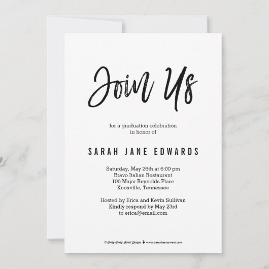 Einladung zum bearbeitbaren Abschluss mit Pinselst (Rückseite)