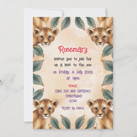 Einladung zum Besuch des Zoos (Vorderseite)