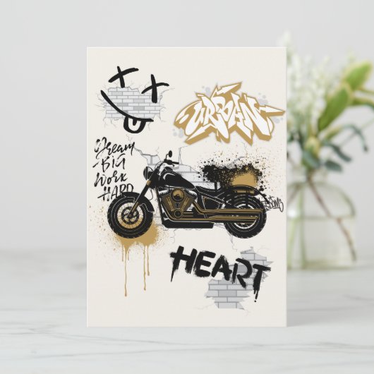 Einladung zum Biker-Geburtstag (Stehend Vorderseite)